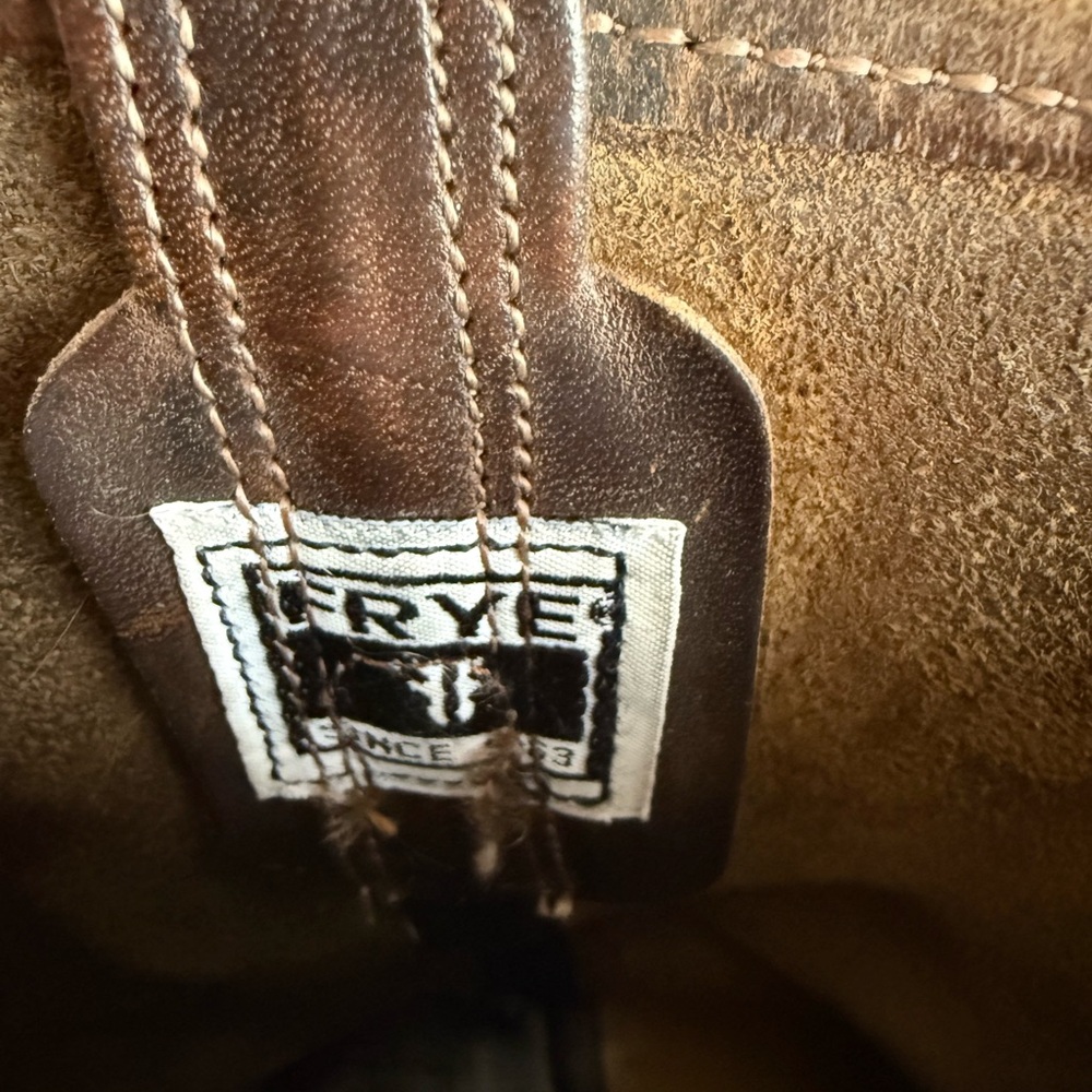 FRYE Womens 12R Boots Brown Leather Square Toe Harness Distressed 77300 Size 9 M - Picture 4 of 11